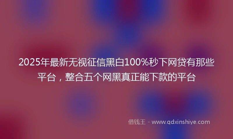 2025年最新无视征信黑白100%秒下网贷有那些平台，整合五个网黑真正能下款的平台