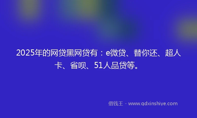 2025年的网贷黑网贷有：e微贷、替你还、超人卡、省呗、51人品贷等。