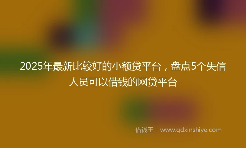 2025年最新比较好的小额贷平台，盘点5个失信人员可以借钱的网贷平台