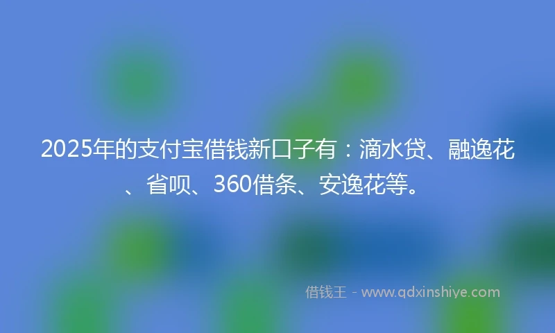 2025年的支付宝借钱新口子有：滴水贷、融逸花、省呗、360借条、安逸花等。