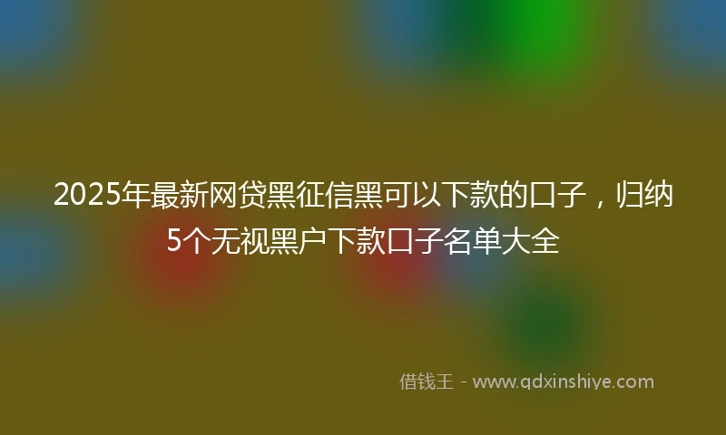 2025年最新网贷黑征信黑可以下款的口子,归纳5个无视黑户下款口子名单大全
