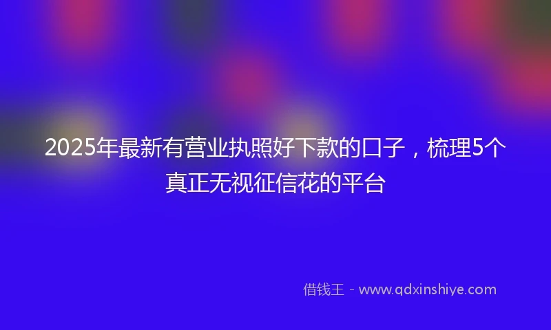 2025年最新有营业执照好下款的口子，梳理5个真正无视征信花的平台