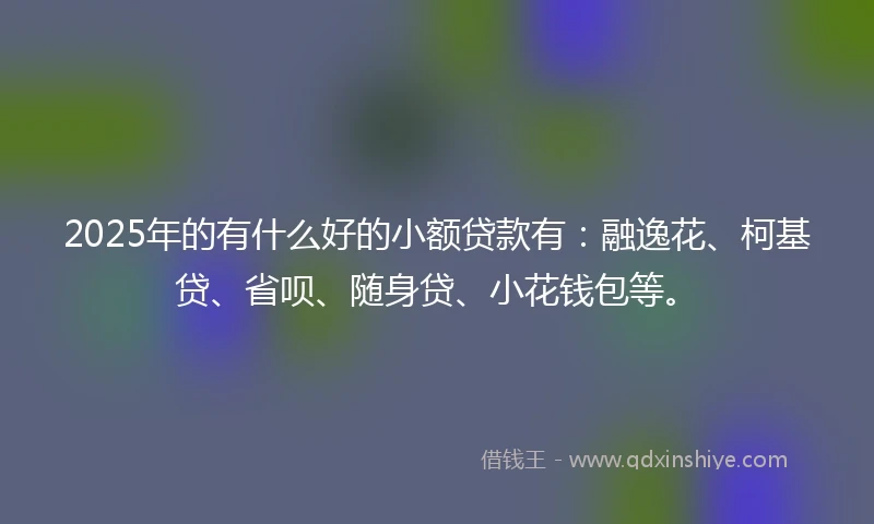 2025年的有什么好的小额贷款有：融逸花、柯基贷、省呗、随身贷、小花钱包等。