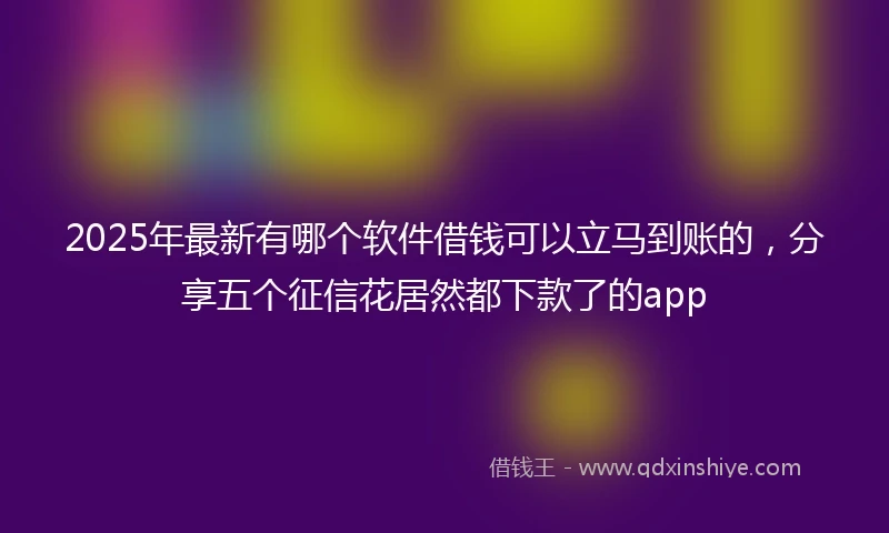 2025年最新有哪个软件借钱可以立马到账的，分享五个征信花居然都下款了的app