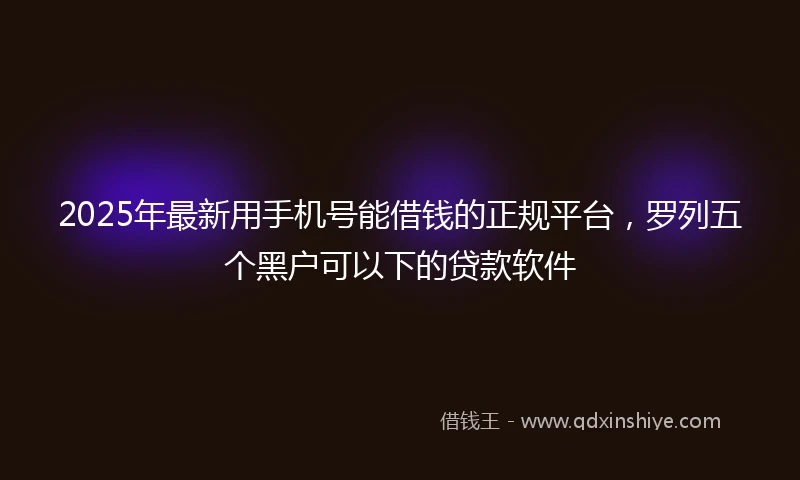 2025年最新用手机号能借钱的正规平台，罗列五个黑户可以下的贷款软件