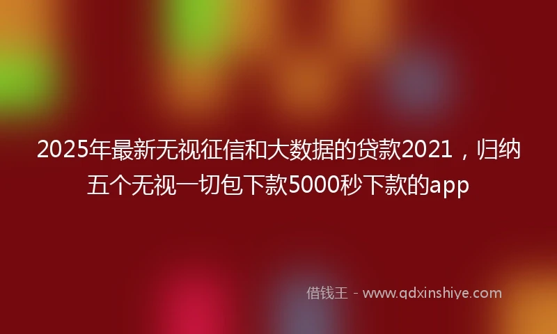 2025年最新无视征信和大数据的贷款2021，归纳五个无视一切包下款5000秒下款的app