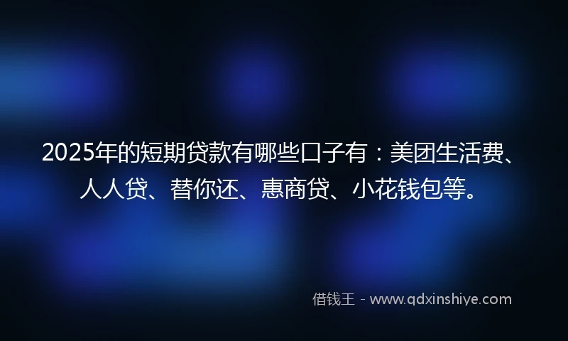 2025年的短期贷款有哪些口子有：美团生活费、人人贷、替你还、惠商贷、小花钱包等。