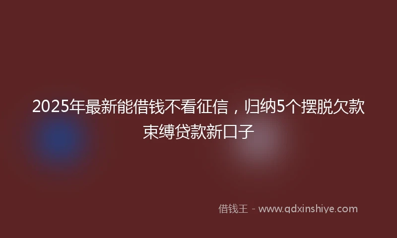 2025年最新能借钱不看征信，归纳5个摆脱欠款束缚贷款新口子