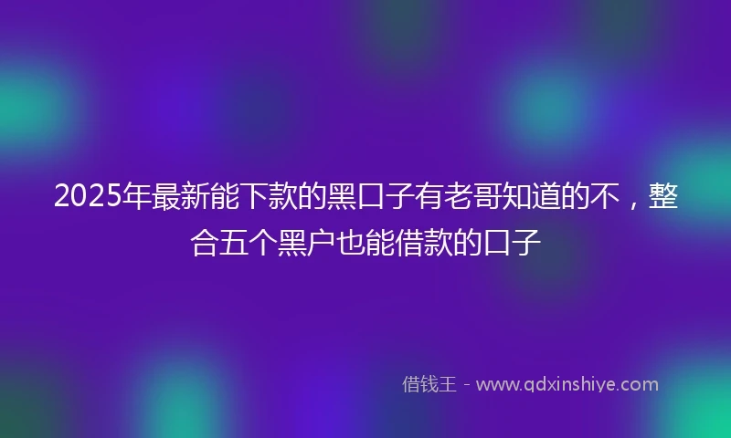 2025年最新能下款的黑口子有老哥知道的不，整合五个黑户也能借款的口子