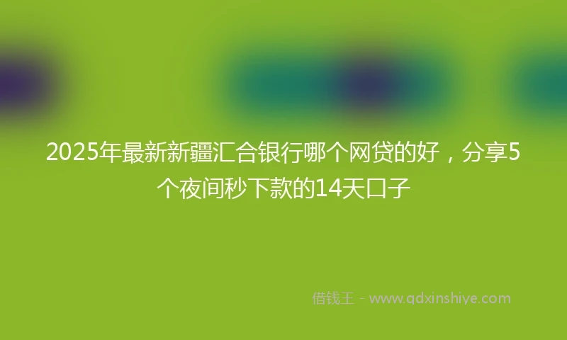 2025年最新新疆汇合银行哪个网贷的好，分享5个夜间秒下款的14天口子