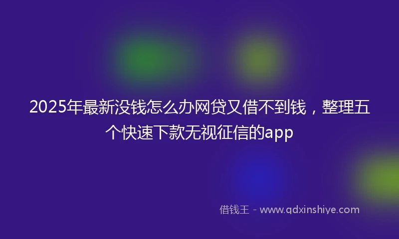 2025年最新没钱怎么办网贷又借不到钱，整理五个快速下款无视征信的app