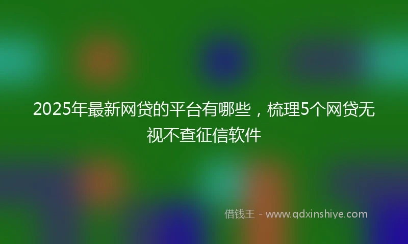 2025年最新网贷的平台有哪些，梳理5个网贷无视不查征信软件