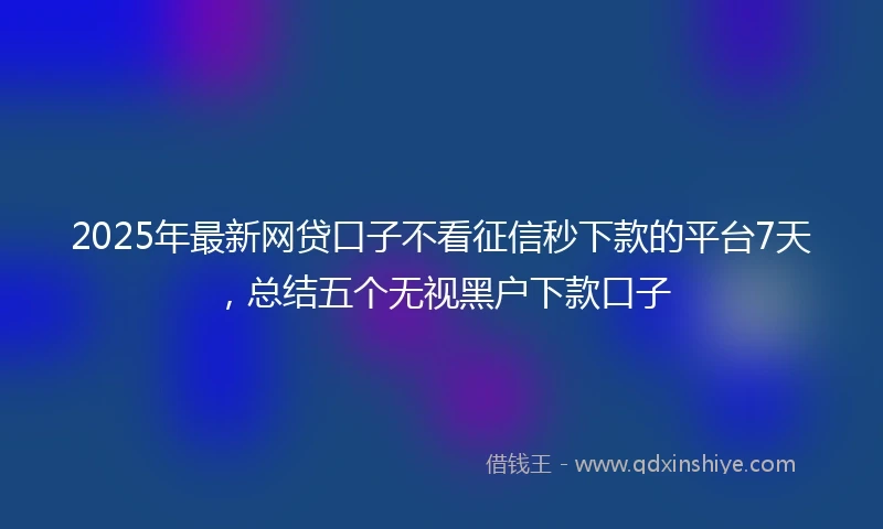 2025年最新网贷口子不看征信秒下款的平台7天，总结五个无视黑户下款口子