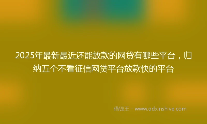 2025年最新最近还能放款的网贷有哪些平台，归纳五个不看征信网贷平台放款快的平台