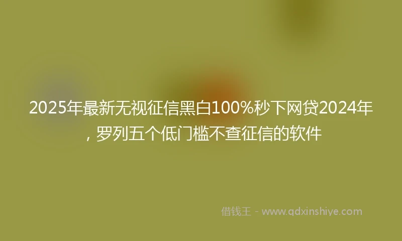 2025年最新无视征信黑白100%秒下网贷2024年，罗列五个低门槛不查征信的软件