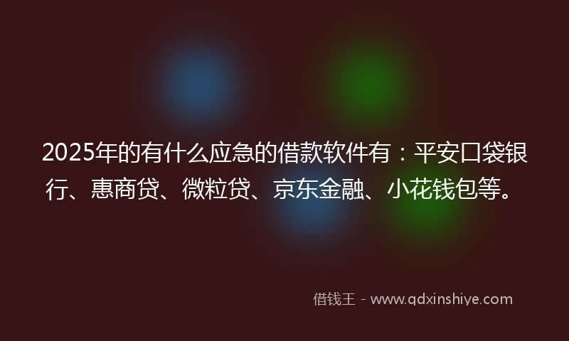 2025年的有什么应急的借款软件有：平安口袋银行、惠商贷、微粒贷、京东金融、小花钱包等。