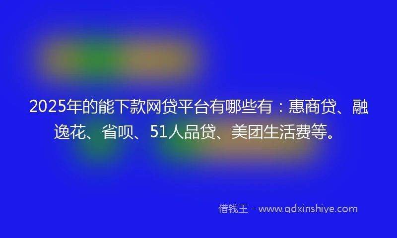 2025年的能下款网贷平台有哪些有：惠商贷、融逸花、省呗、51人品贷、美团生活费等。