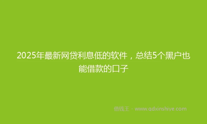 2025年最新网贷利息低的软件，总结5个黑户也能借款的口子