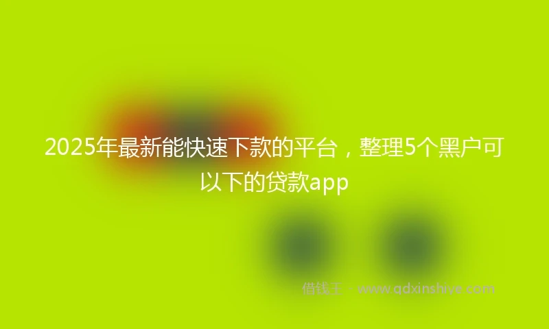 2025年最新能快速下款的平台，整理5个黑户可以下的贷款app