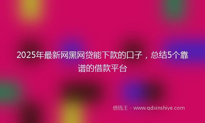 2025年最新网黑网贷能下款的口子，总结5个靠谱的借款平台