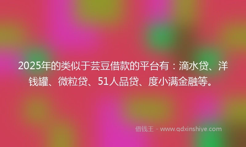 2025年的类似于芸豆借款的平台有：滴水贷、洋钱罐、微粒贷、51人品贷、度小满金融等。