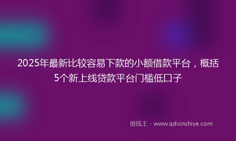 2025年最新比较容易下款的小额借款平台，概括5个新上线贷款平台门槛低口子