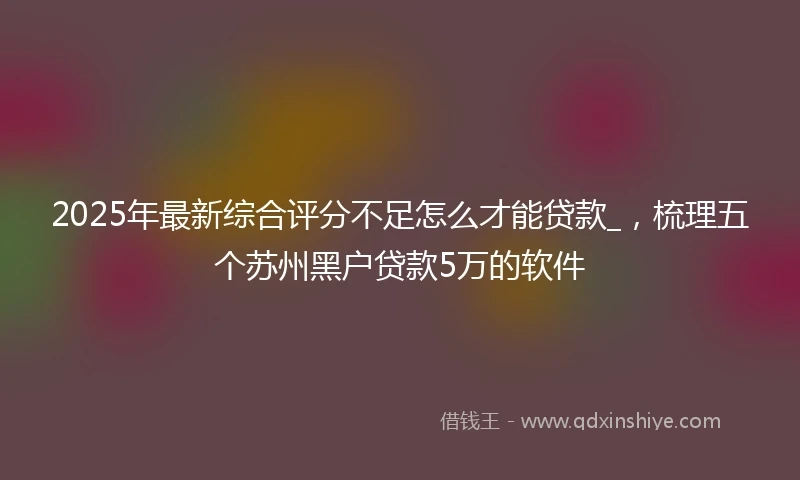 2025年最新综合评分不足怎么才能贷款_，梳理五个苏州黑户贷款5万的软件