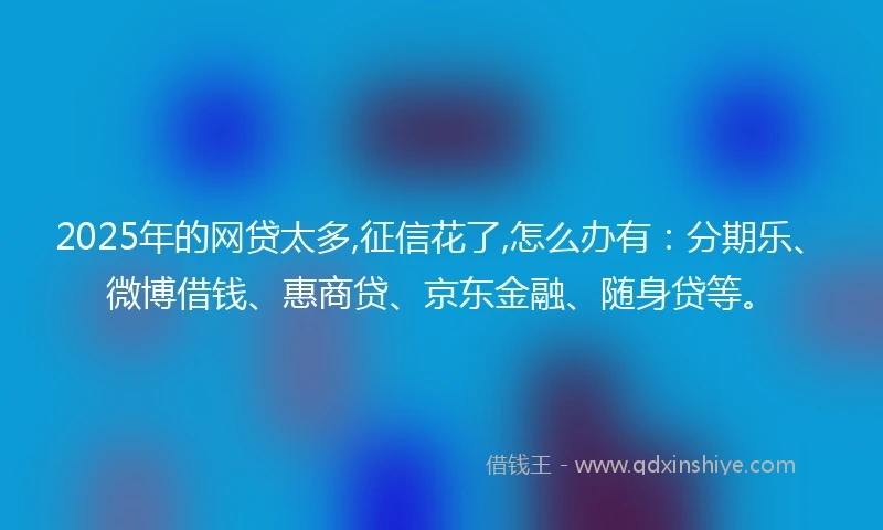 2025年的网贷太多,征信花了,怎么办有：分期乐、微博借钱、惠商贷、京东金融、随身贷等。