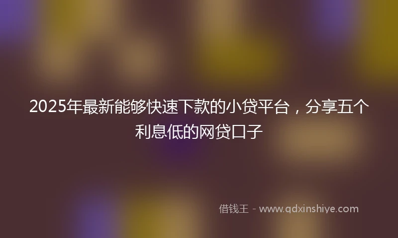 2025年最新能够快速下款的小贷平台，分享五个利息低的网贷口子