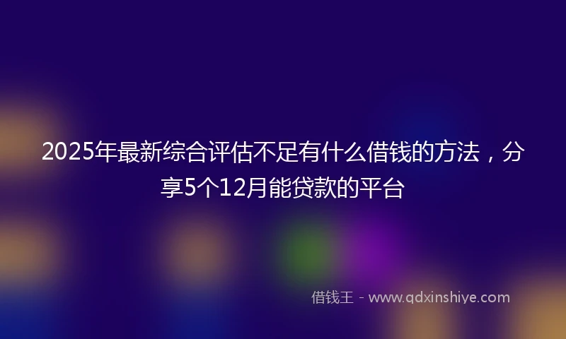 2025年最新综合评估不足有什么借钱的方法，分享5个12月能贷款的平台