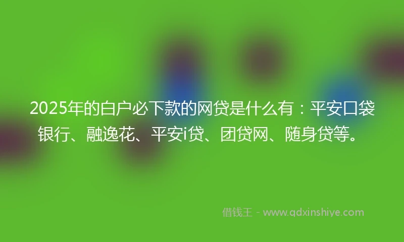 2025年的白户必下款的网贷是什么有：平安口袋银行、融逸花、平安i贷、团贷网、随身贷等。