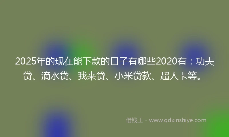 2025年的现在能下款的口子有哪些2020有：功夫贷、滴水贷、我来贷、小米贷款、超人卡等。