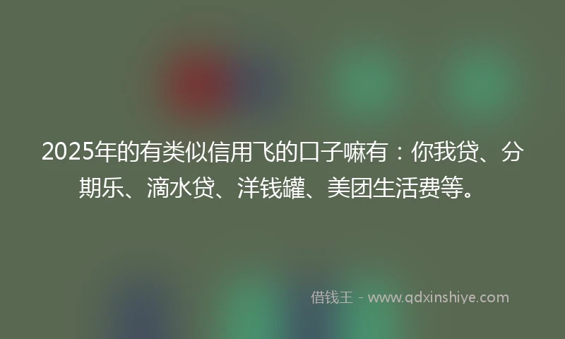 2025年的有类似信用飞的口子嘛有：你我贷、分期乐、滴水贷、洋钱罐、美团生活费等。