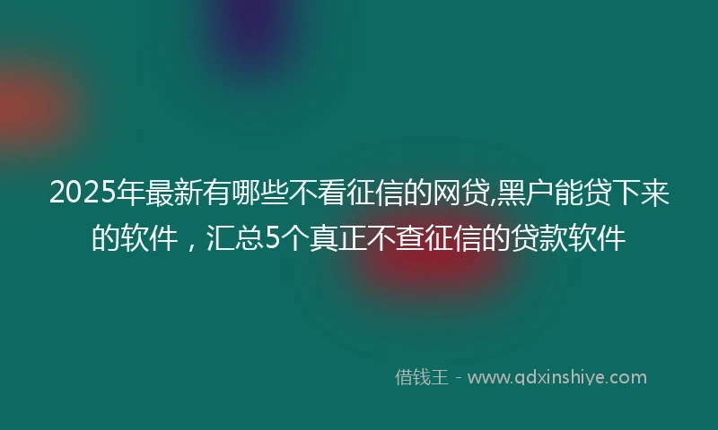 2025年最新有哪些不看征信的网贷,黑户能贷下来的软件，汇总5个真正不查征信的贷款软件