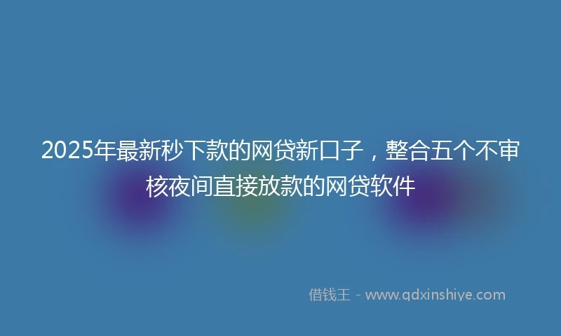 2025年最新秒下款的网贷新口子，整合五个不审核夜间直接放款的网贷软件
