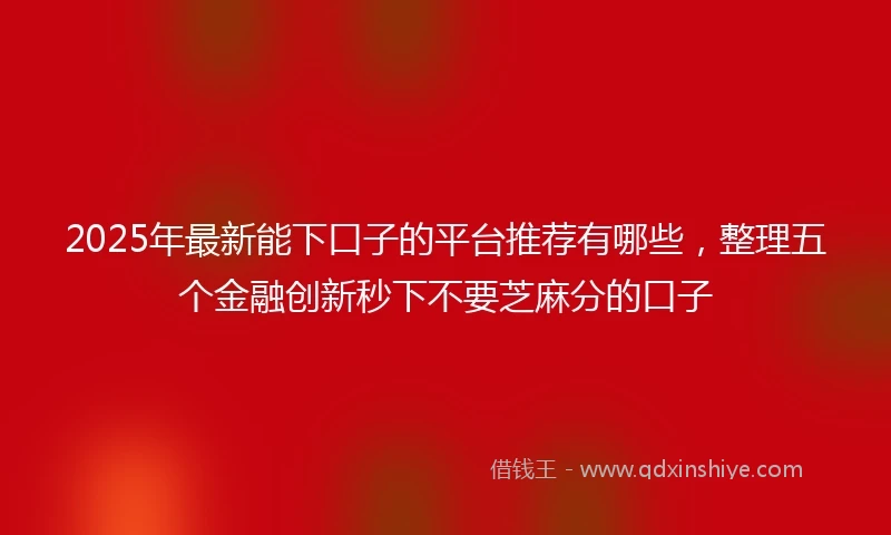 2025年最新能下口子的平台推荐有哪些，整理五个金融创新秒下不要芝麻分的口子