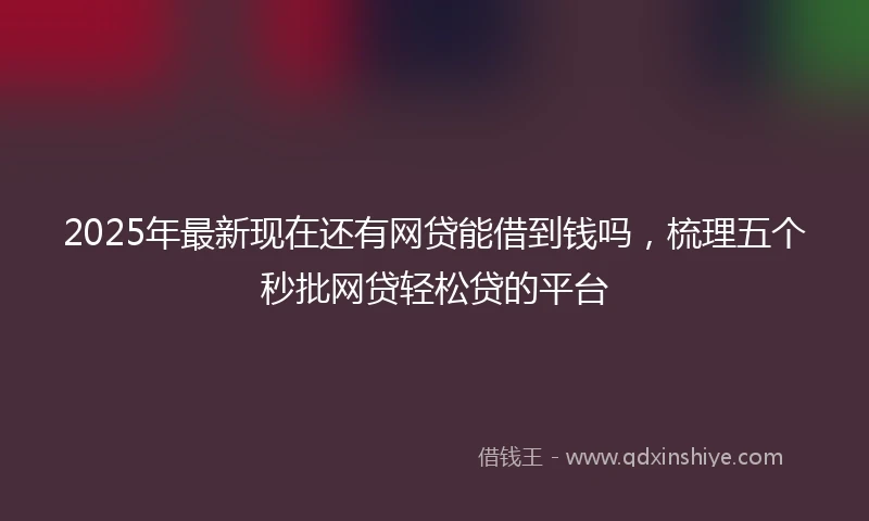 2025年最新现在还有网贷能借到钱吗，梳理五个秒批网贷轻松贷的平台