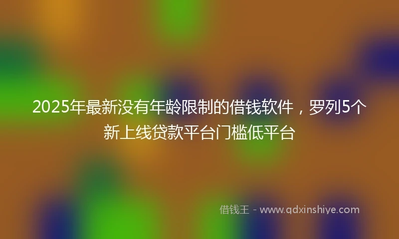 2025年最新没有年龄限制的借钱软件，罗列5个新上线贷款平台门槛低平台