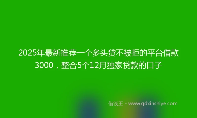 2025年最新推荐一个多头贷不被拒的平台借款3000，整合5个12月独家贷款的口子