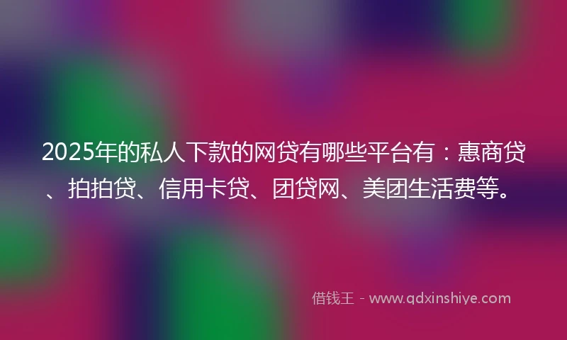 2025年的私人下款的网贷有哪些平台有：惠商贷、拍拍贷、信用卡贷、团贷网、美团生活费等。