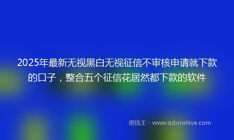 2025年最新无视黑白无视征信不审核申请就下款的口子，整合五个征信花居然都下款的软件