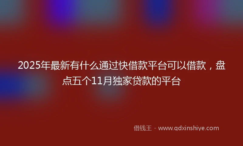 2025年最新有什么通过快借款平台可以借款，盘点五个11月独家贷款的平台