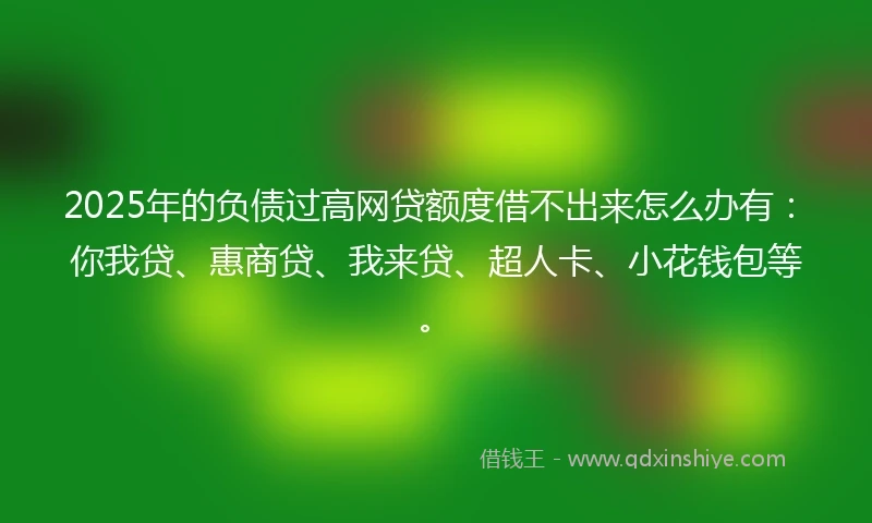 2025年的负债过高网贷额度借不出来怎么办有：你我贷、惠商贷、我来贷、超人卡、小花钱包等。