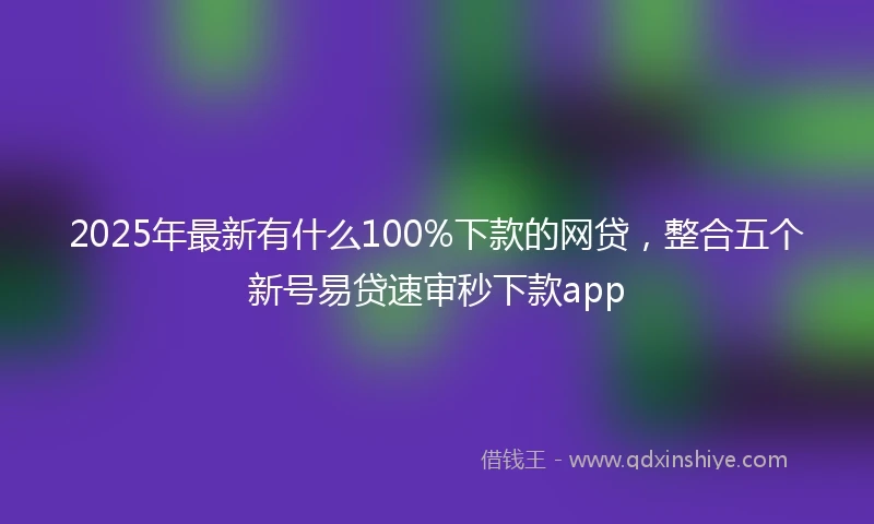 2025年最新有什么100%下款的网贷，整合五个新号易贷速审秒下款app