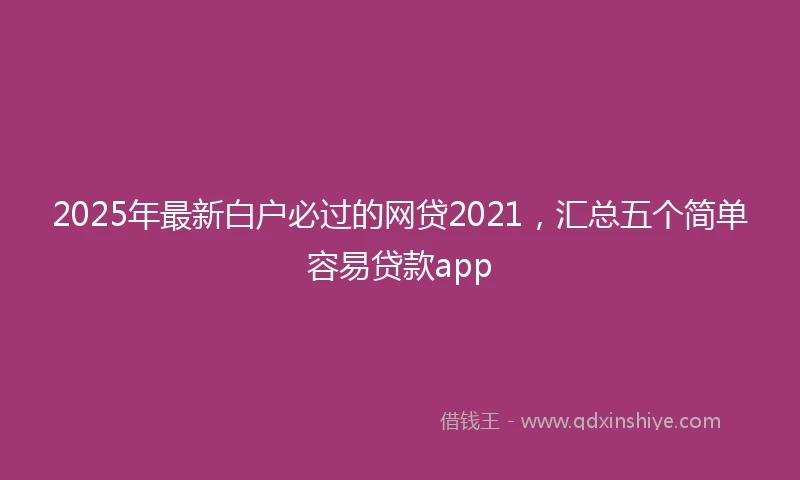 2025年最新白户必过的网贷2021，汇总五个简单容易贷款app