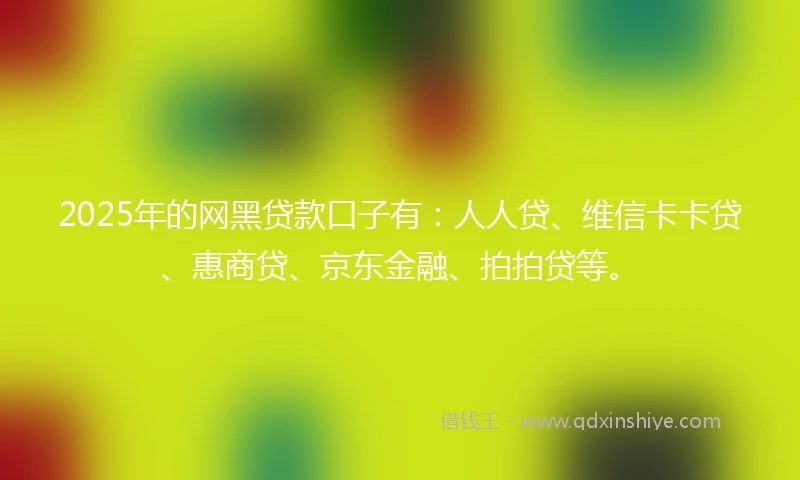 2025年的网黑贷款口子有：人人贷、维信卡卡贷、惠商贷、京东金融、拍拍贷等。