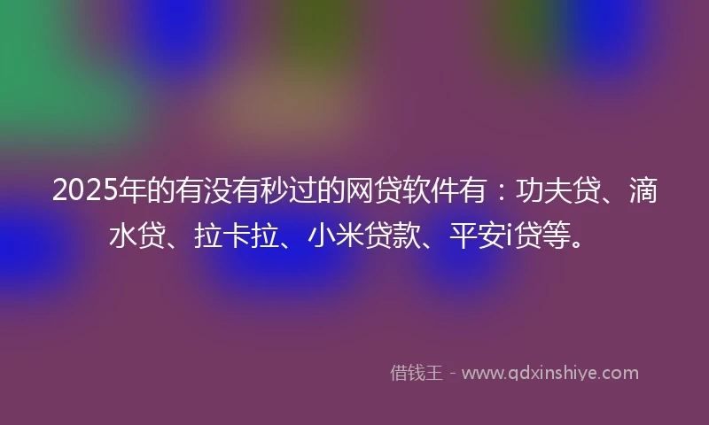 2025年的有没有秒过的网贷软件有：功夫贷、滴水贷、拉卡拉、小米贷款、平安i贷等。