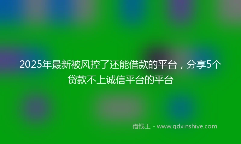 2025年最新被风控了还能借款的平台,分享5个贷款不上诚信平台的平台