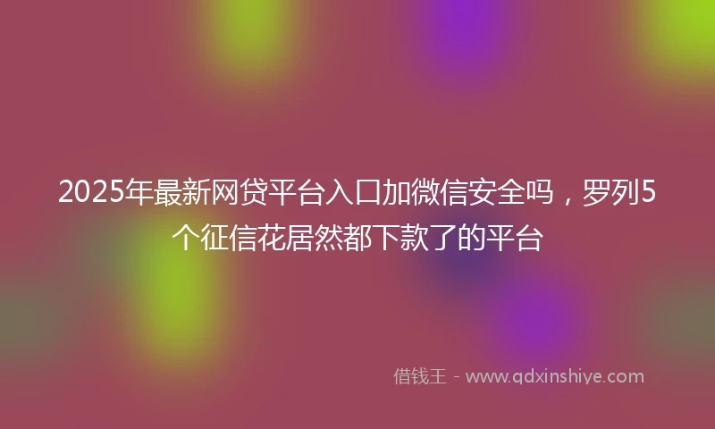 2025年最新网贷平台入口加微信安全吗，罗列5个征信花居然都下款了的平台