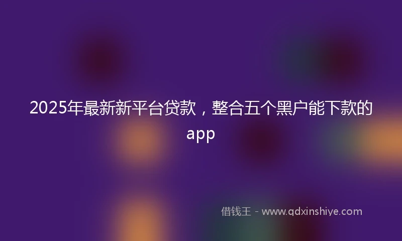 2025年最新新平台贷款，整合五个黑户能下款的app